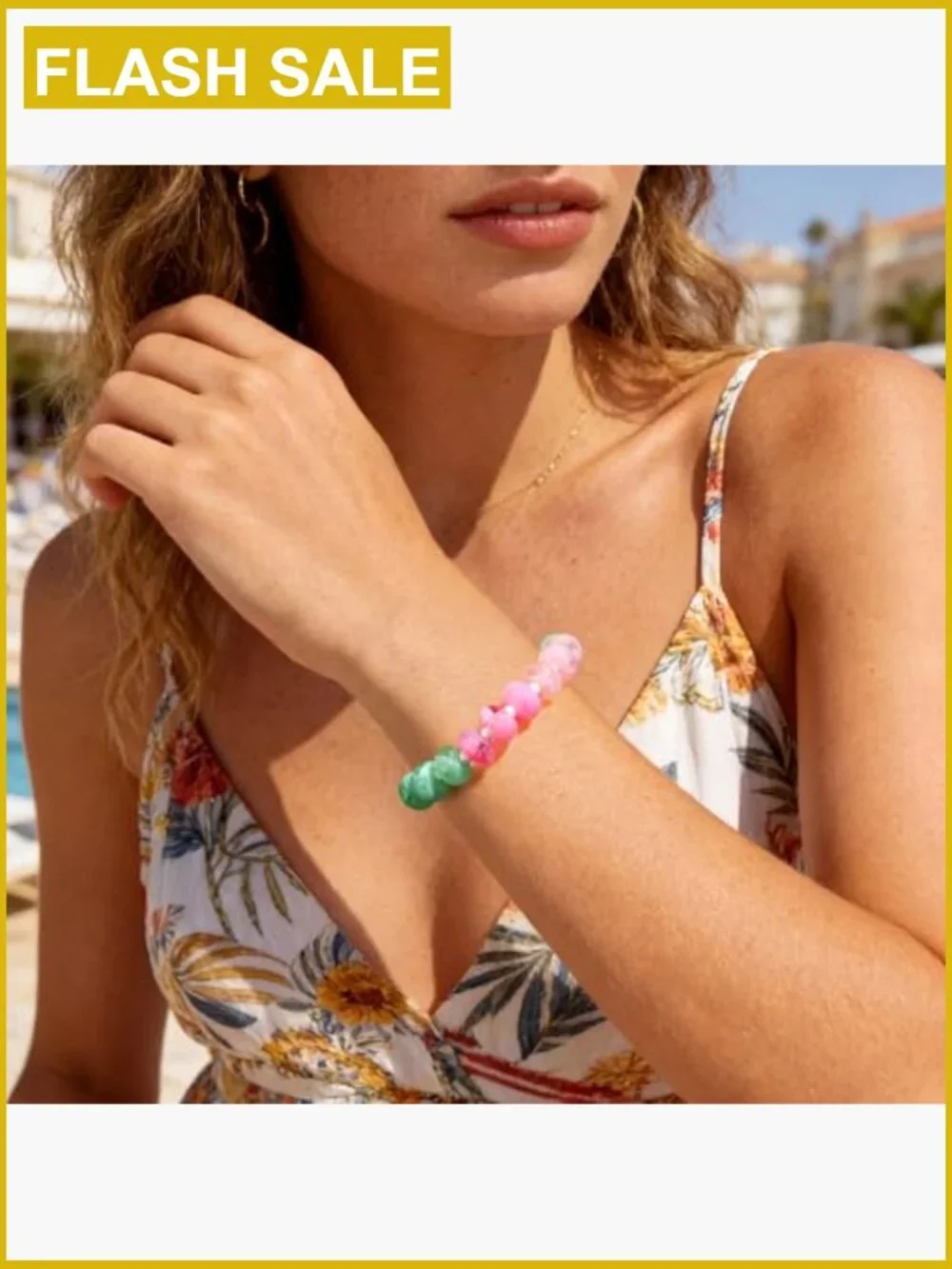 Chunky Acrylic Boho Stretch Bracelet Set Handmade Summer Vacation Jewelry
